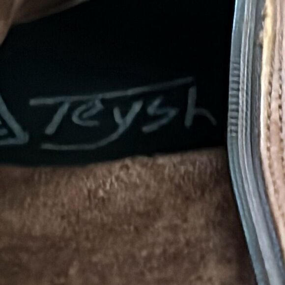 Teysha artisan rugged tan leather boots with embroidered fabric southwestern sty - Picture 7 of 8